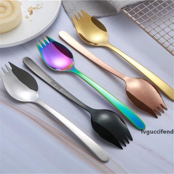 

colored fork spoon spork 2 in 1 kitchen fork salad noodle silverware fork stainless steel 304