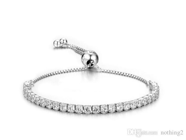 

s925 silver bracelet fashion women bracelet sterling silver adjustment bracelet with white stone for gift sale, Black