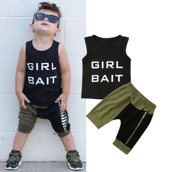 

clothing sets summer baby kids boys sleeveless vest camo harem shorts casual cotton 2pcs clothes 6m-5t, White