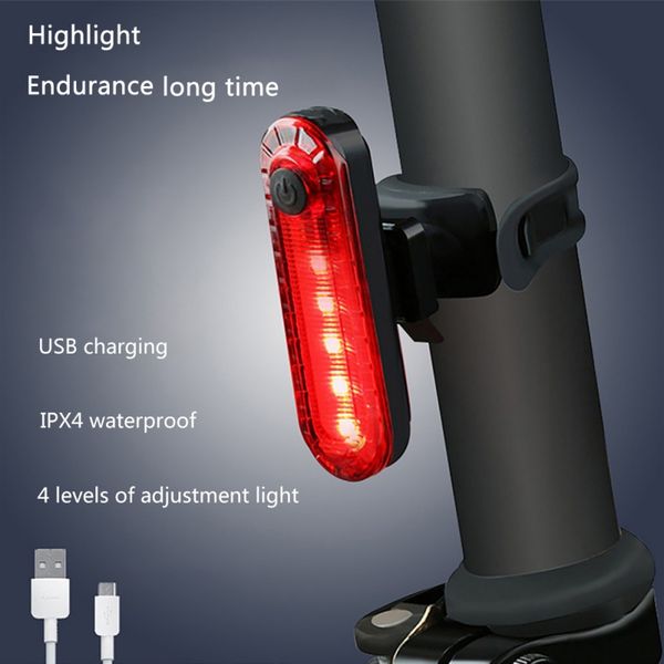 

bike taillight waterproof riding rear light led usb chargeable mountain bike cycling light tail-lamp bicycle warning lamp