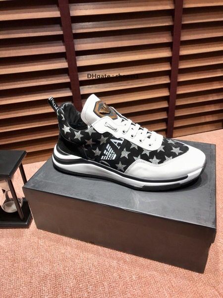 

2021-2020 fashion men 's embroidered letter casual shoes breathable leather classic sneakers lace -up low -shoes ,siz, Black