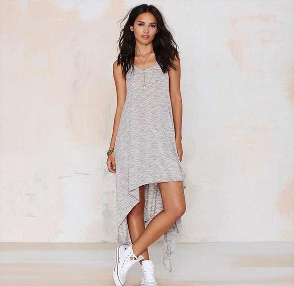 

dress women 2020 sleeveless o neck loose irregular casual clothes cool women dresses dropshipping vestidos gz326, Black;gray