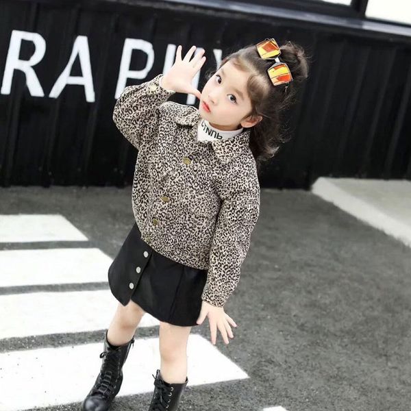 

детский конструктор куртки девушки с длинными рукавами leopard печати пальто 2020 новые детские осенние куртки девушки вскользь леопарда кур, Blue;gray