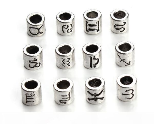 

l zinc alloy metal mixed zodiac spacer beads fit charm bracelet jewelry making findings beads diy wholesale 60pcs s, Black
