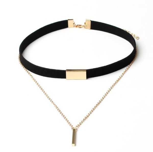 

новая творческая южной корея бархат многослойной кисточка ожерелье ключица чокеры ожерелье ювелирных изделия матч 4 различных цветов, Golden;silver