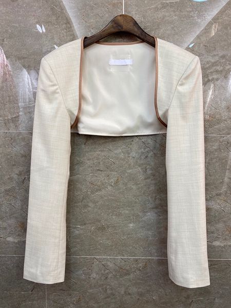 

2020 summer and autumn new women's cool long-sleeved trim short cropped jacket 0704, Black;brown