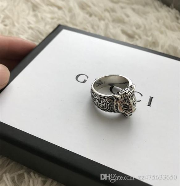 

925 sterling silver gg rings 3d black tiger head unique animal ring for men women biker punk jewelry brand boyfriend gift luxury