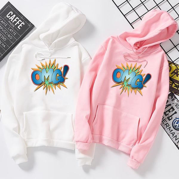 

omg letter print hoodies style long pullovers hooded cartoon streetwear omg letter print autumn winter warm large size pullovers, Black
