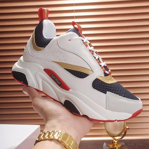 

2019 fashion shoes sneakers footwears with original box herren sportschuhe b22 sneaker in technical knit and calfskin chaussures pour hommes, Black