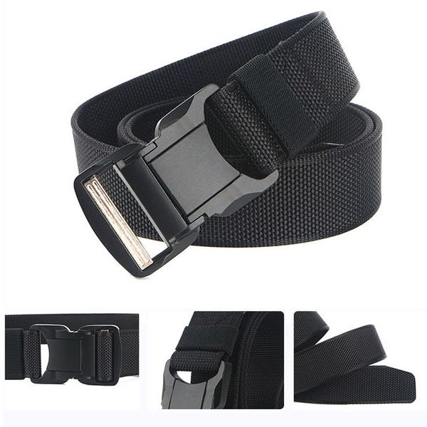 

men sport accessories outdoor alloy tactical belt training belt adjustable buckle hunting waist fitness equipment, Black;gray