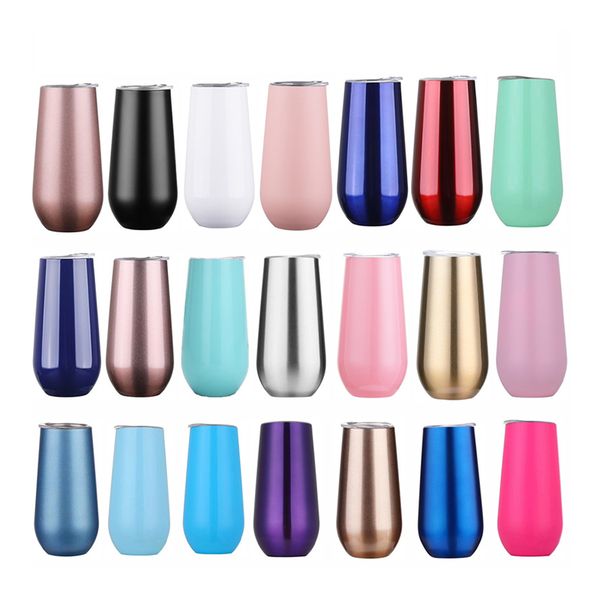 

new 6oz stemless wine champagne glasses stainless steel double vacuum egg cups cocktail beer tumblers mini mugs