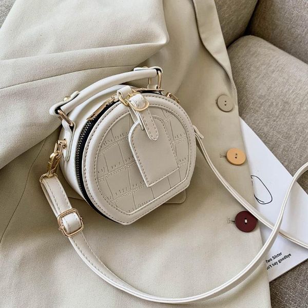 

round stone pattern solid color simple pu leather crossbody bags for women 2020 summer travel mini shoulder handbags
