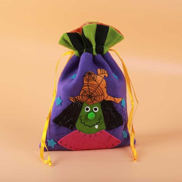 

gift wrap halloween children's day drawstring tote witch style holiday decoration bag candy biscuit snack packaging props