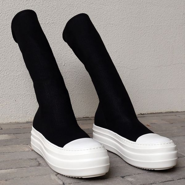 

new list 2020ss sock cotton canvas stretch fabric high factory outlet persional thick sole sock boot, Black