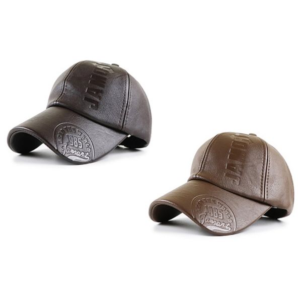 

autumn winter cap pu leather baseball cap casual men snapback hat adjustable men's trucker outdoor sports driving sun hat, Black;white