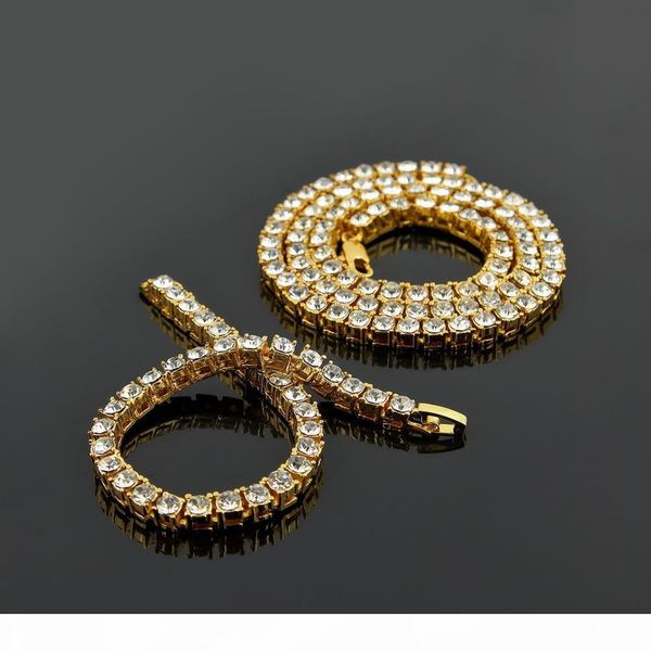 

y shiny single row 5mm crystal cubic zirconia miami cuban link chain necklace bracelet jewelry sets hip hop bling jewelry for mens wome, Silver