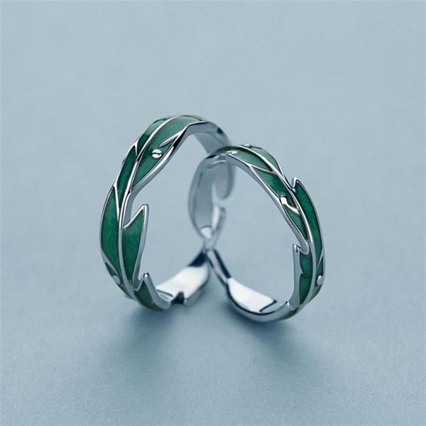 

2020 designer psyllium rainforest green leaves cool soft romantic 925 sterling silver female ring