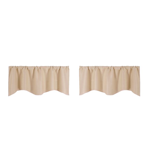 

2pcs short curtain panel solid color valance for kitchen windows camel