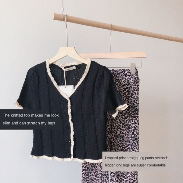 

small junjun britney knitted women's summer 2020 new slimming sleeve bm style short jacket short jacket cardigan, White;black