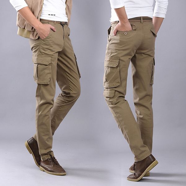 

tactical pants 3 colors cotton pocket jogger pants men loose comfortable cargo men, Black