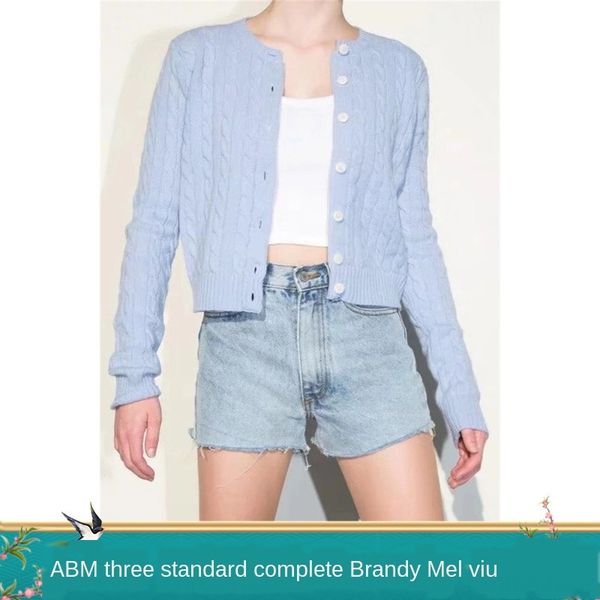 

bm style cardigan single row coat button long sleeve knitted coat brandymelville official website same style, White