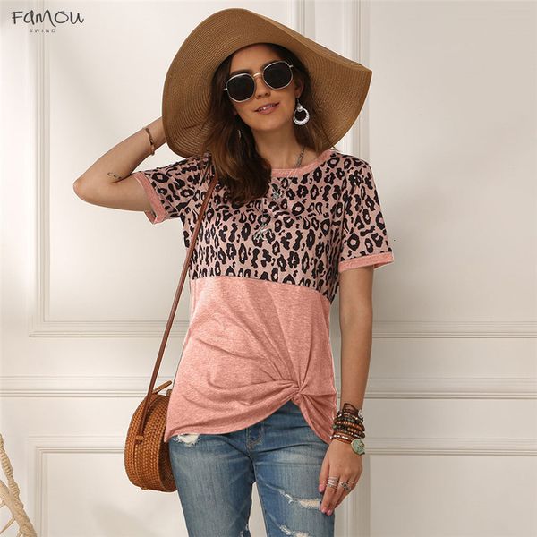 

us warehouse leopard t shirt women patchwork summer short sleeve tee shirts women clothes 2020 new tee female 2xl tee, White