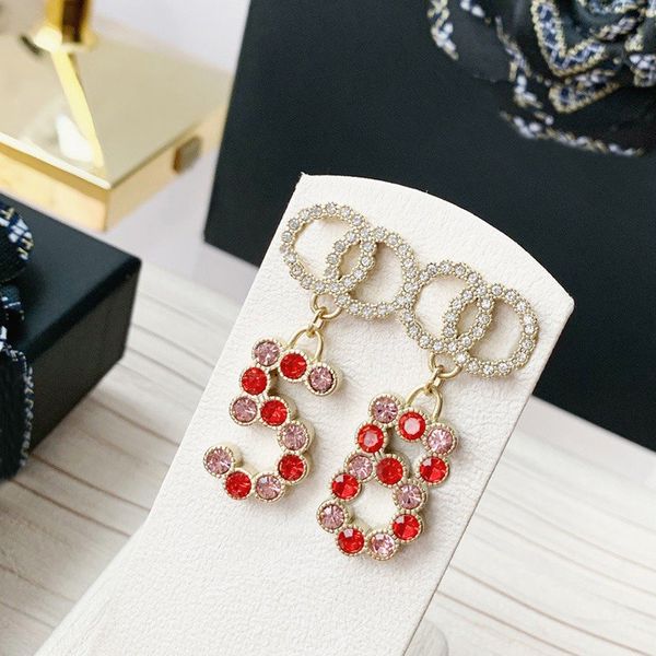 

c2364 new 2020 fashion women's jewelry fashion letter c earrings, tassels, colorful crystal sparkles, ear stud, Golden;silver