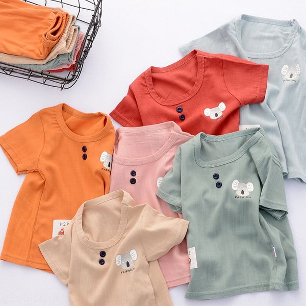 

1tlra детский хлопок белье короткий хлопок белье и шорты рукав костюма 1 тонкий летний мужчина и женщина ребенка 2-х частей набор детской 3t, Blue