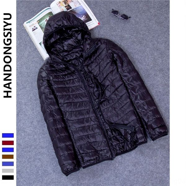 

2020 новый легкий мужской с капюшоном пальто зимы плюс размер мужской одежды куртки вниз jacketcoat пуховик, Black