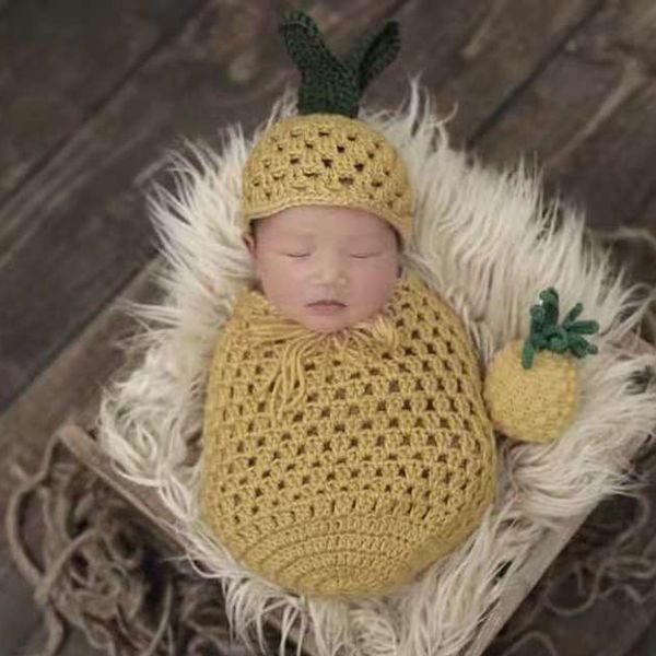 

new children's prop clothing baby pgraphy sleeping bag newborn pgraphy pineapple sleeping bag hat prop 360, Blue;gray