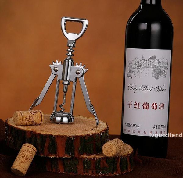 

stainless steel wine bottle opener handle pressure corkscrew red wine opener kitchen accessory bar tool wing corkscrew opener ship