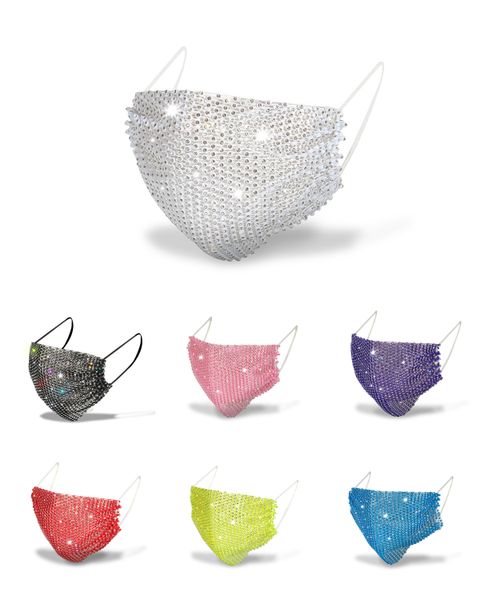 

bling fashion face mask women breathable antidust reusable washable windproof mouth masks shining diamond rhinestone summer party face cover