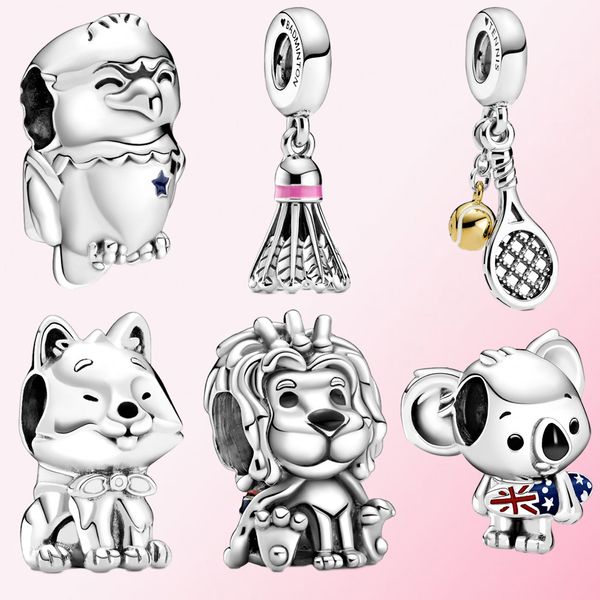 

2020 новый 100% 925 silver белоголовый орлан акита ину собак серфинг koala wawy юнион джек лев страсти теннисную ракетку бал бадминтон птичк