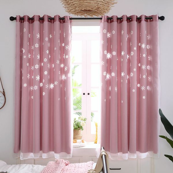 

new snowflake hollowing curtains for living room bathroom out window short curtain modern polyester fiber
