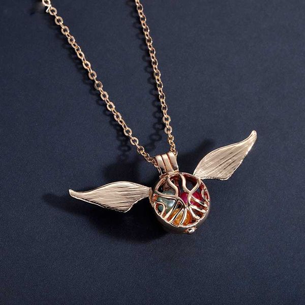 

golden snitch angel pearl necklace gold choker pendant long link chain pearls trendy jewelry gift women necklace accessories, Silver