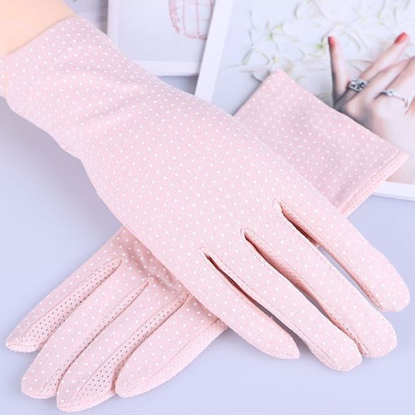 

summer lace anti-slip sunscreen gloves driving thin women touch screen windproof mittens glove dot lady girl wrist practical, Silver