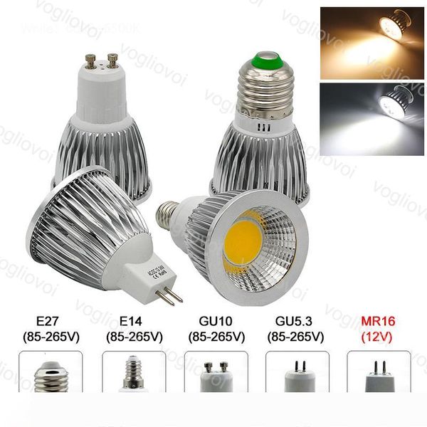 

led bulbs dimmable spotlights lamp cob 110v 220v 120 angle aluminium gu10 e27 gu5.3 mr16 lights warm cool white dc12v epacket