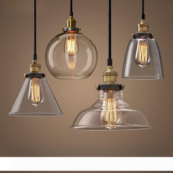 

Vintage Metal Pendant Lights 110 220 230V Glass Lampshade Bedroom Hanging Lamp E27 Industrial Decor Loft Hanglamp