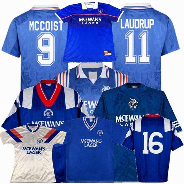 

retro classic 1987 1990 1991 1992 1993 1994 1995 1996 1997 1998 1999 rangers soccer jersey vicente laudrup gascoigne football sports shirt, Black;yellow