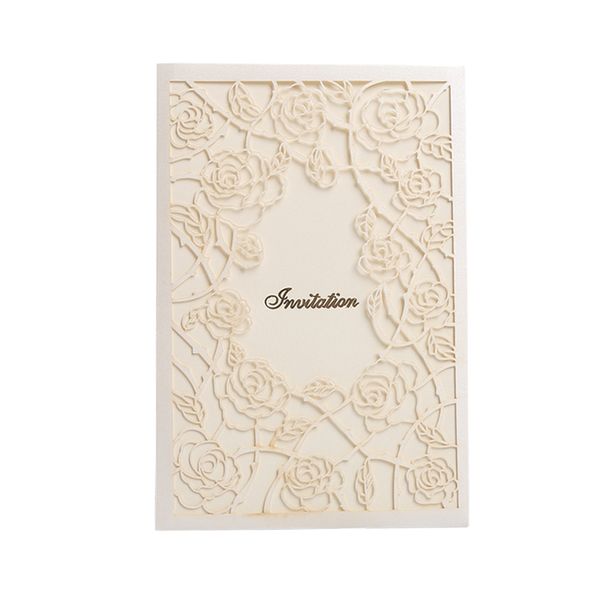 

1pcs elegant lace pocket wedding invitations card laser cut rose flower customize greeting card event party supplies