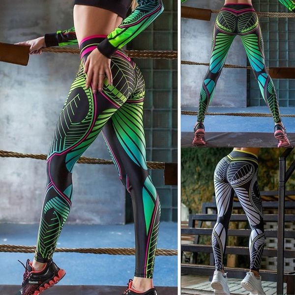 

yoga outfits fashion women's slim fit high waist printed stretchy sport pant gym workout tights fitness leggings, White;red