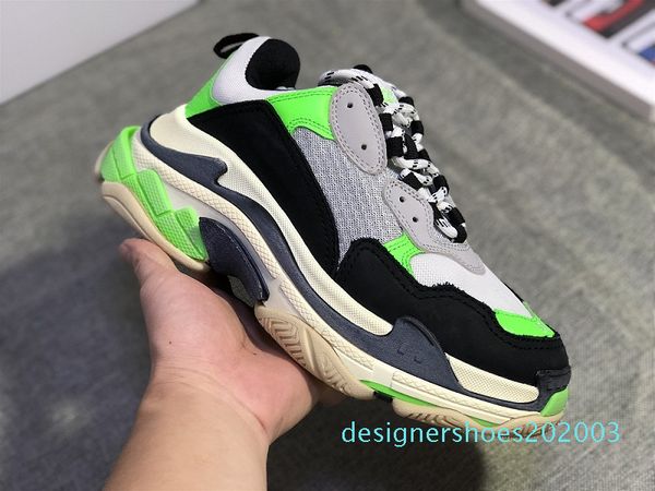 

2020 triple s designer dad shoes fashion sneakers triple-s zapatos fluo green black red clear sole men women casual shoes s03