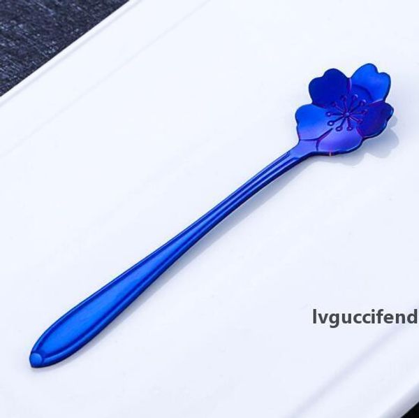 

2019-15 factory direct creative stainless steel casual coffee spoon stirring vacuum plating titanium nordic leaves spoon honey dessert spoon