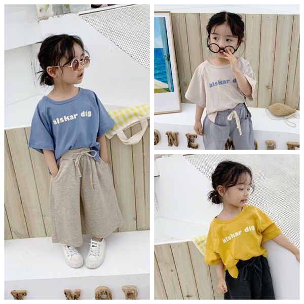 

2019 children's new short-sleeved for boys t-shirt t-shirt and girls neutral front short back long letter printed top, Blue