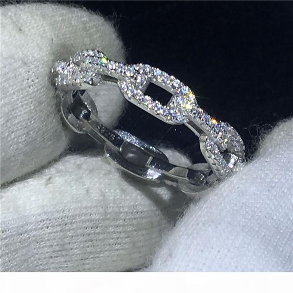 

handmade chain shape promise ring 100% soild 925 sterling silver jewelry 5a zircon cz engagement wedding band rings for women, Slivery;golden