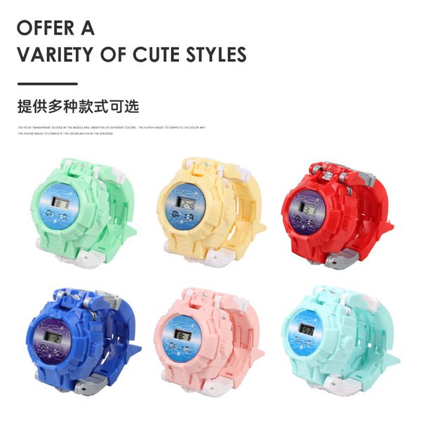 

Cross-border spread explosion models children's cartoon electronic watches deformation robot toy creative gift items Kindergarten