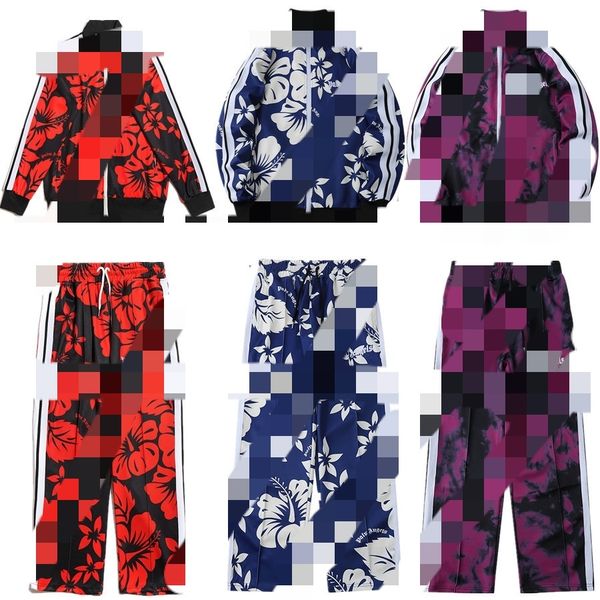 

european and american palm tie-dye zipper jacket men pa casual sports loose men and women suits01, Black;brown