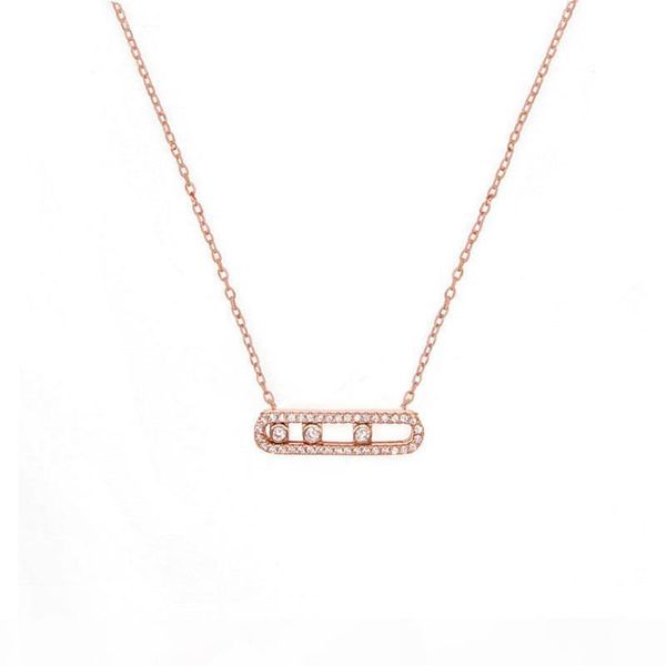 

france fashion real 925 sterling silver fashion necklace bracelet with three moved stone clear cz for women jewelry collier