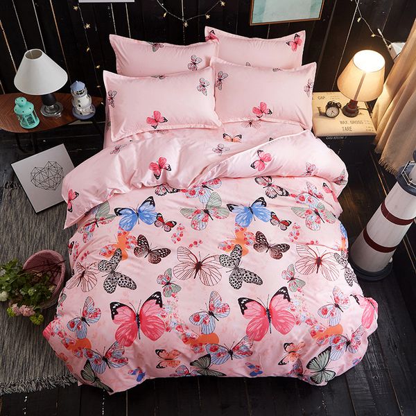 

butterflies printing bedding set 2pcs/3pcs/4pcs duvet cover set 1 quilt cover+1 flat sheet +1/2 pillowcases twin full  king