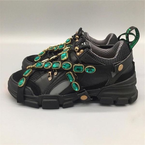 

authentic flashtrek sneaker with removable crystals casual shoes for men women mountain climbing lace-up hiking boots sneakers size 3 0q0, Black